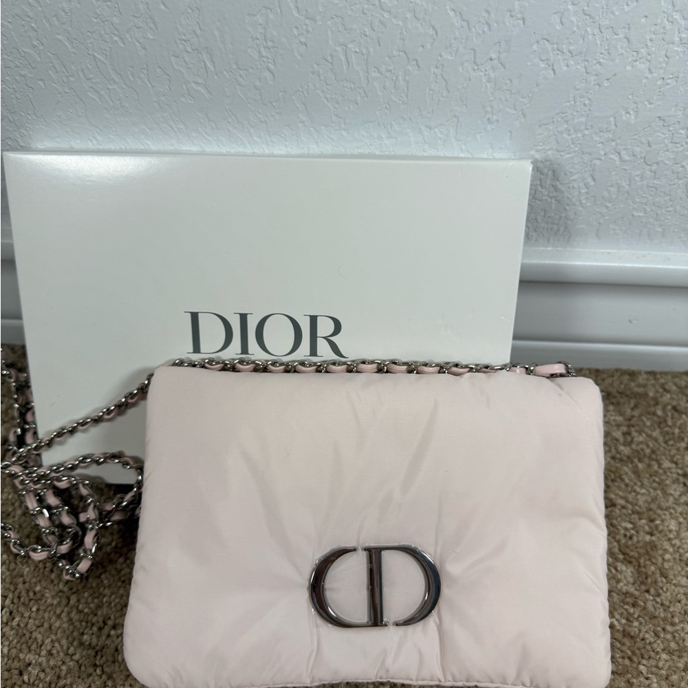 Dior GWP Blush Quilted NYLON Crossbody Bag WITH added chain